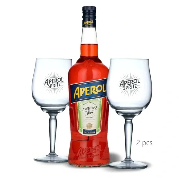 New Aperol Spritz Cocktail Glasses Set Of 2 - Picture 13 of 14